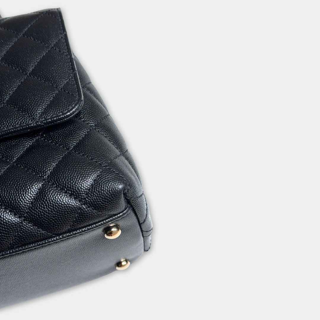 Chanel Microchipped Black Caviar Medium Coco Top Handle Kelly's Authentic Boutique