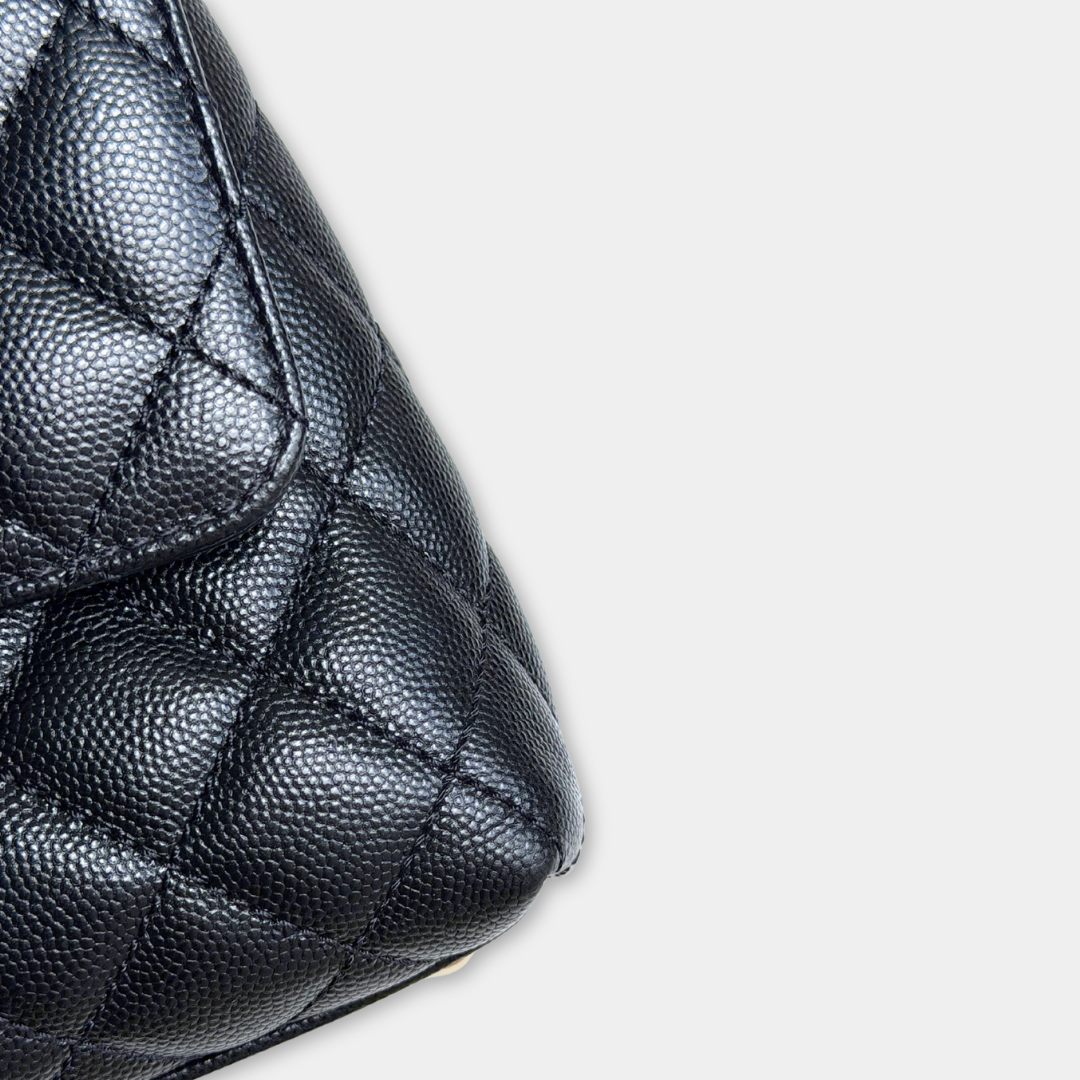 Chanel Microchipped Black Caviar Medium Coco Top Handle Kelly's Authentic Boutique