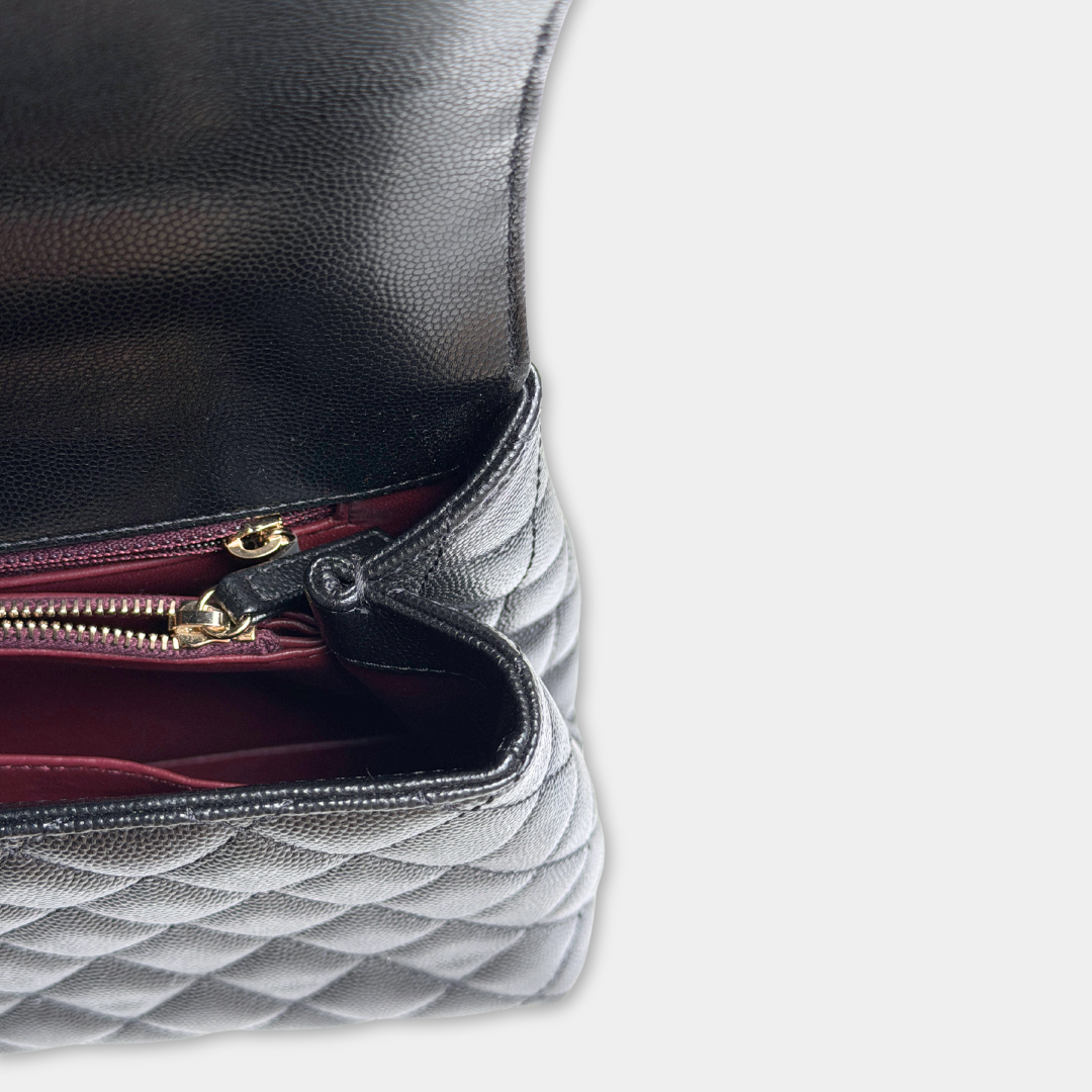 Chanel Microchipped Black Caviar Medium Coco Top Handle Kelly's Authentic Boutique