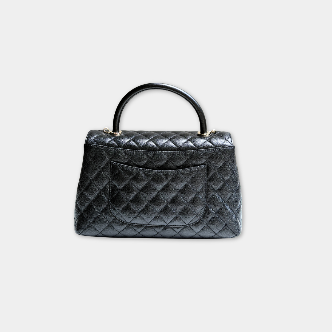 Chanel Microchipped Black Caviar Medium Coco Top Handle Kelly's Authentic Boutique