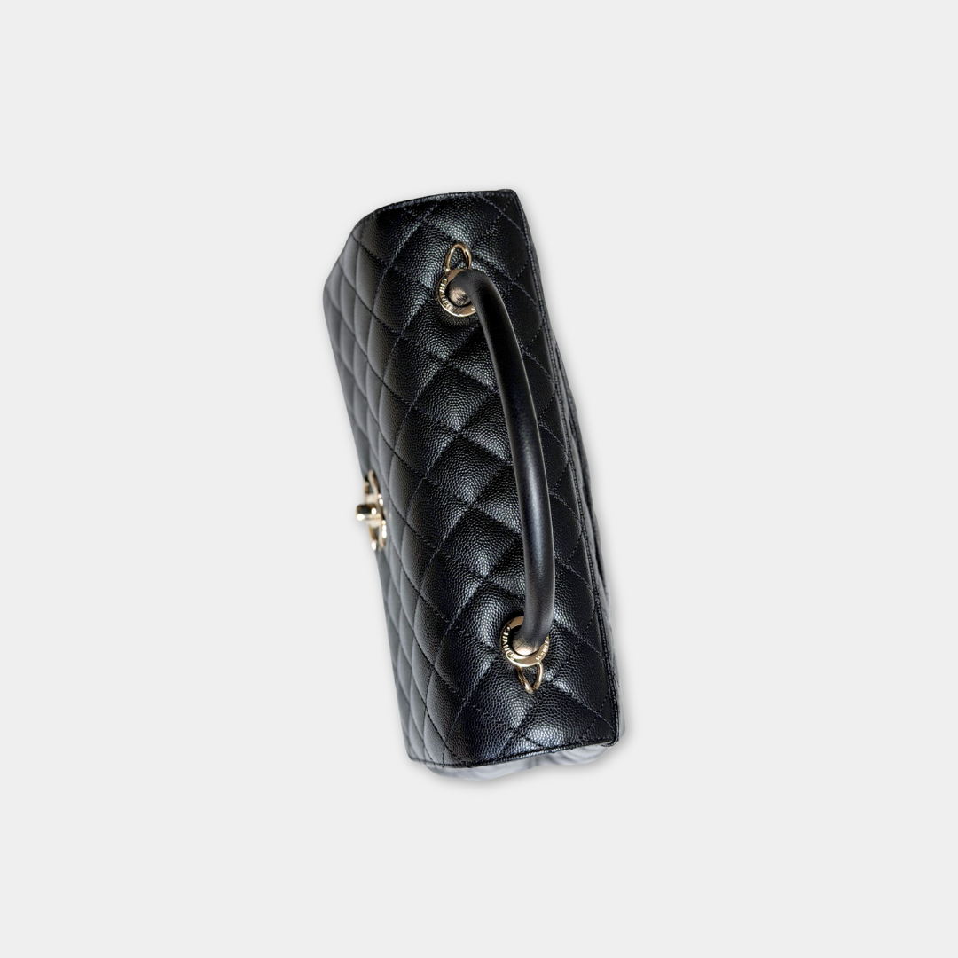 Chanel Microchipped Black Caviar Medium Coco Top Handle Kelly's Authentic Boutique