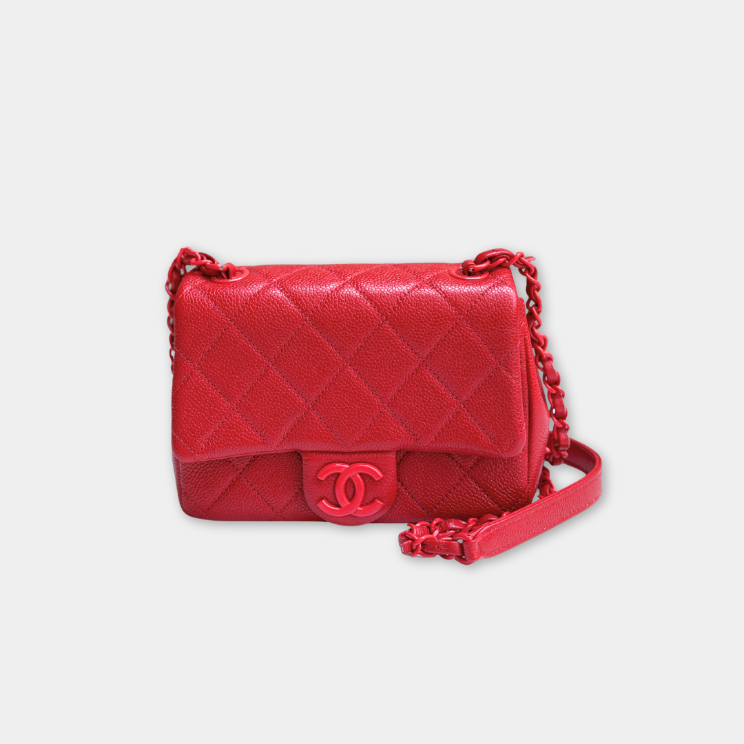 Chanel Mini Red Caviar Incognito Flap Bag Kelly's Authentic Boutique