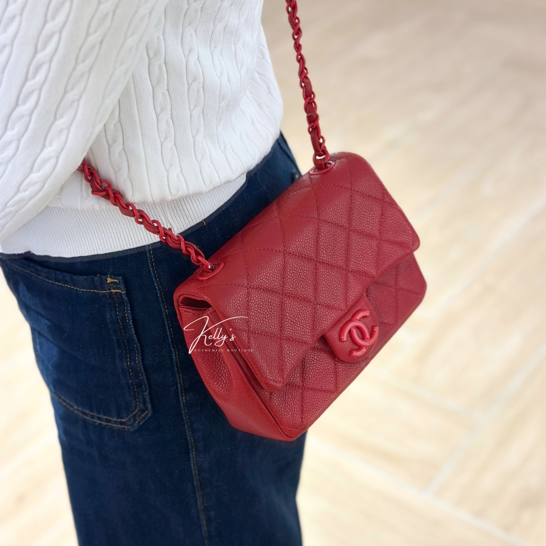Chanel Mini Red Caviar Incognito Flap Bag Kelly's Authentic Boutique