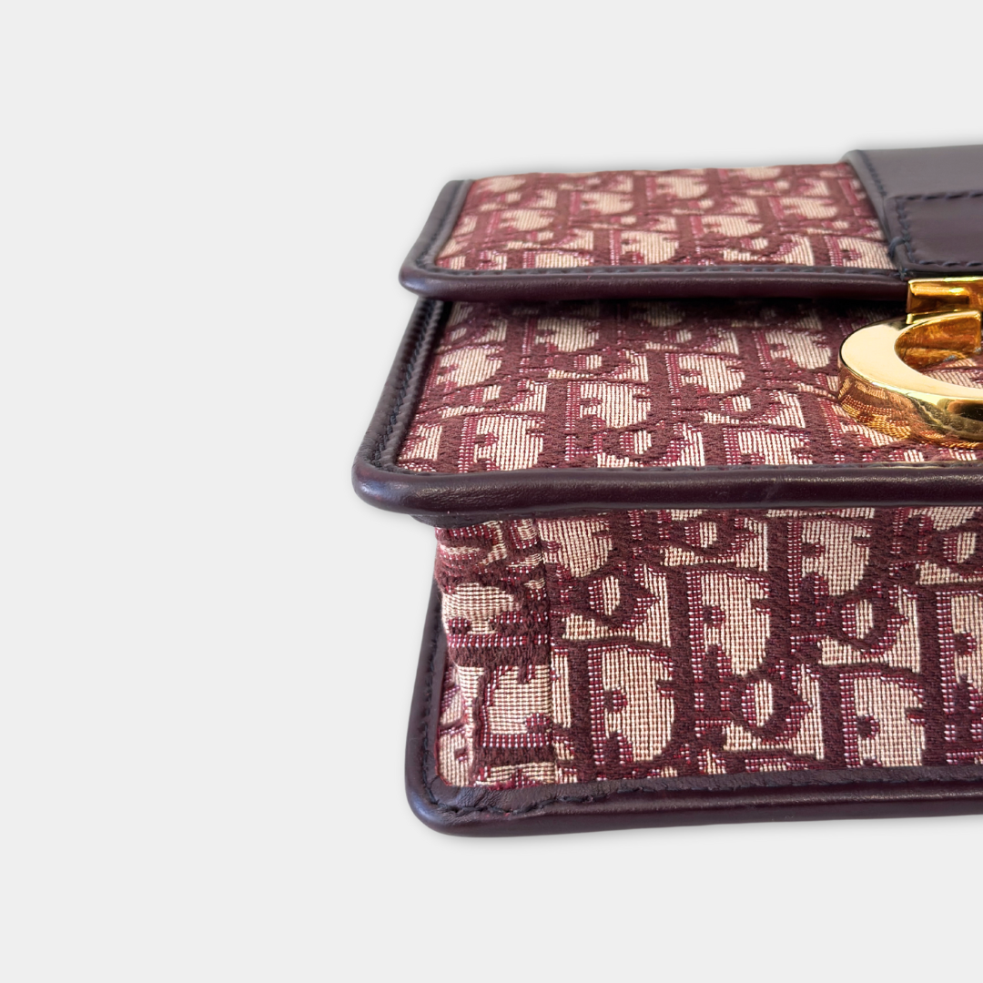 Dior Burgundy 30 Montaigne Oblique Canvas Crossbody Bag Kelly's Authentic Boutique