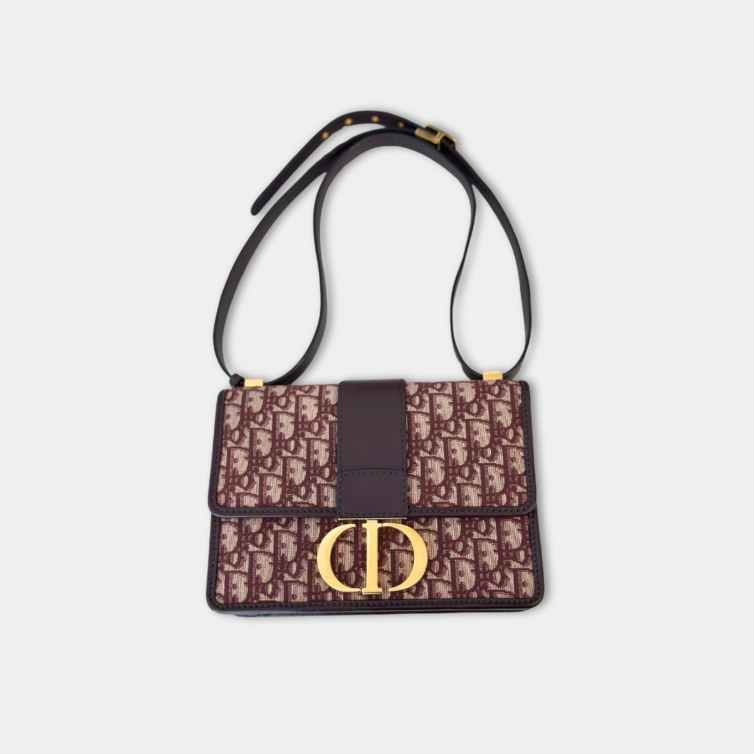 Dior Burgundy 30 Montaigne Oblique Canvas Crossbody Bag Kelly's Authentic Boutique