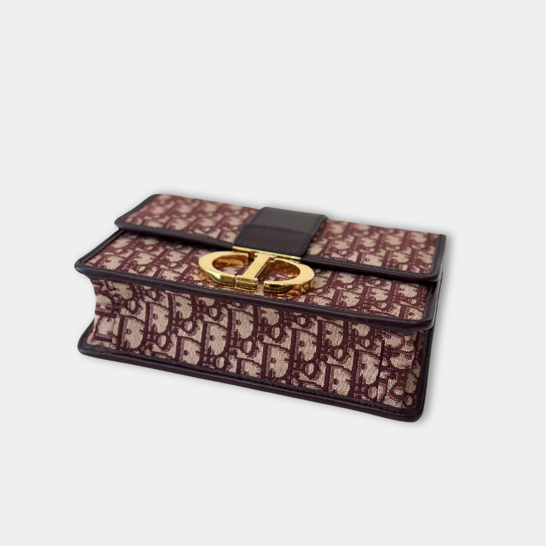 Dior Burgundy 30 Montaigne Oblique Canvas Crossbody Bag Kelly's Authentic Boutique