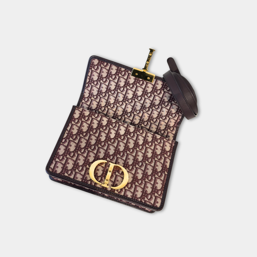 Dior Burgundy 30 Montaigne Oblique Canvas Crossbody Bag Kelly's Authentic Boutique