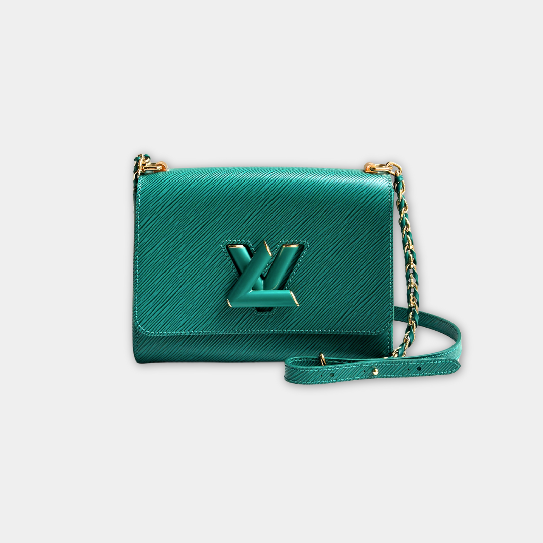 Louis Vuitton Microchipped Emerald Green Twist MM | Kelly's Louis Vuitton Microchipped Emerald Green Twist MM | Kelly's