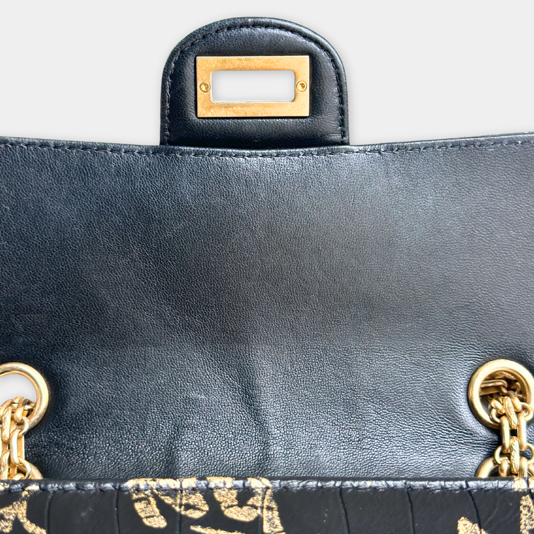 Limited Mini Reissue 2.55 Rectangular Metiers D’art  Croc Embossed Graffiti Flap Bag Kelly's Authentic Boutique