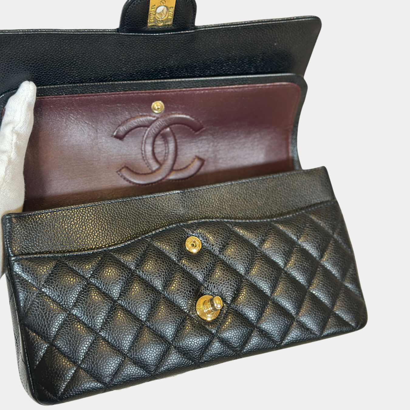 Chanel Black Caviar Medium Classic Flap with GHW Kelly's Authentic Boutique