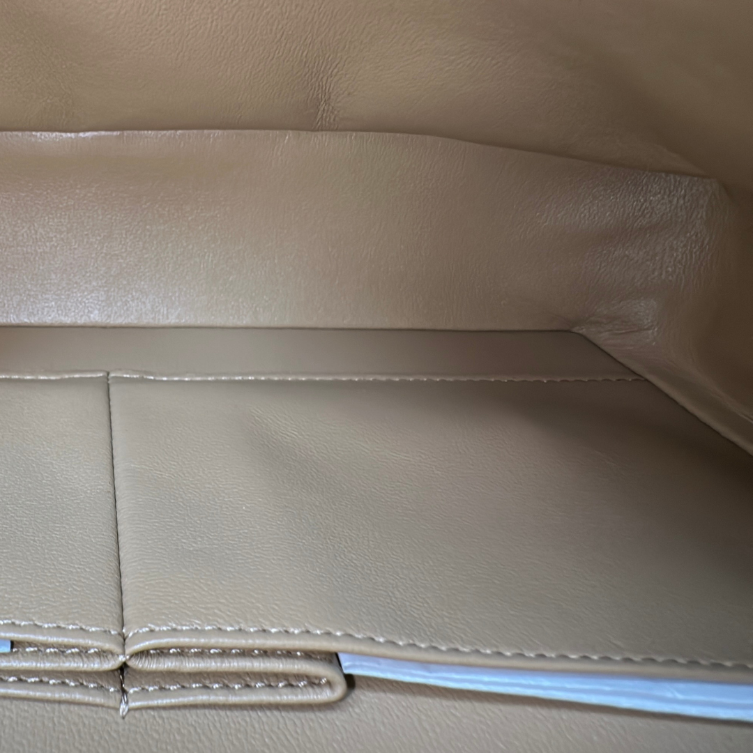 Chanel 22B Microchipped Dark Beige Lambskin Quilted Classic Flap Medium Light Gold Hardware Kelly's Authentic Boutique