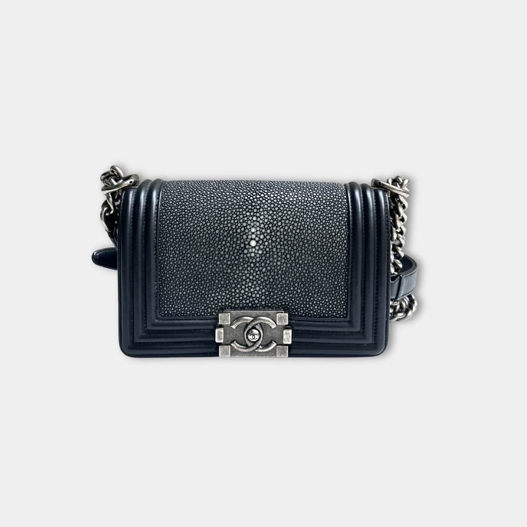 Chanel Stingray Small Black Boy Bag Kelly's Authentic Boutique