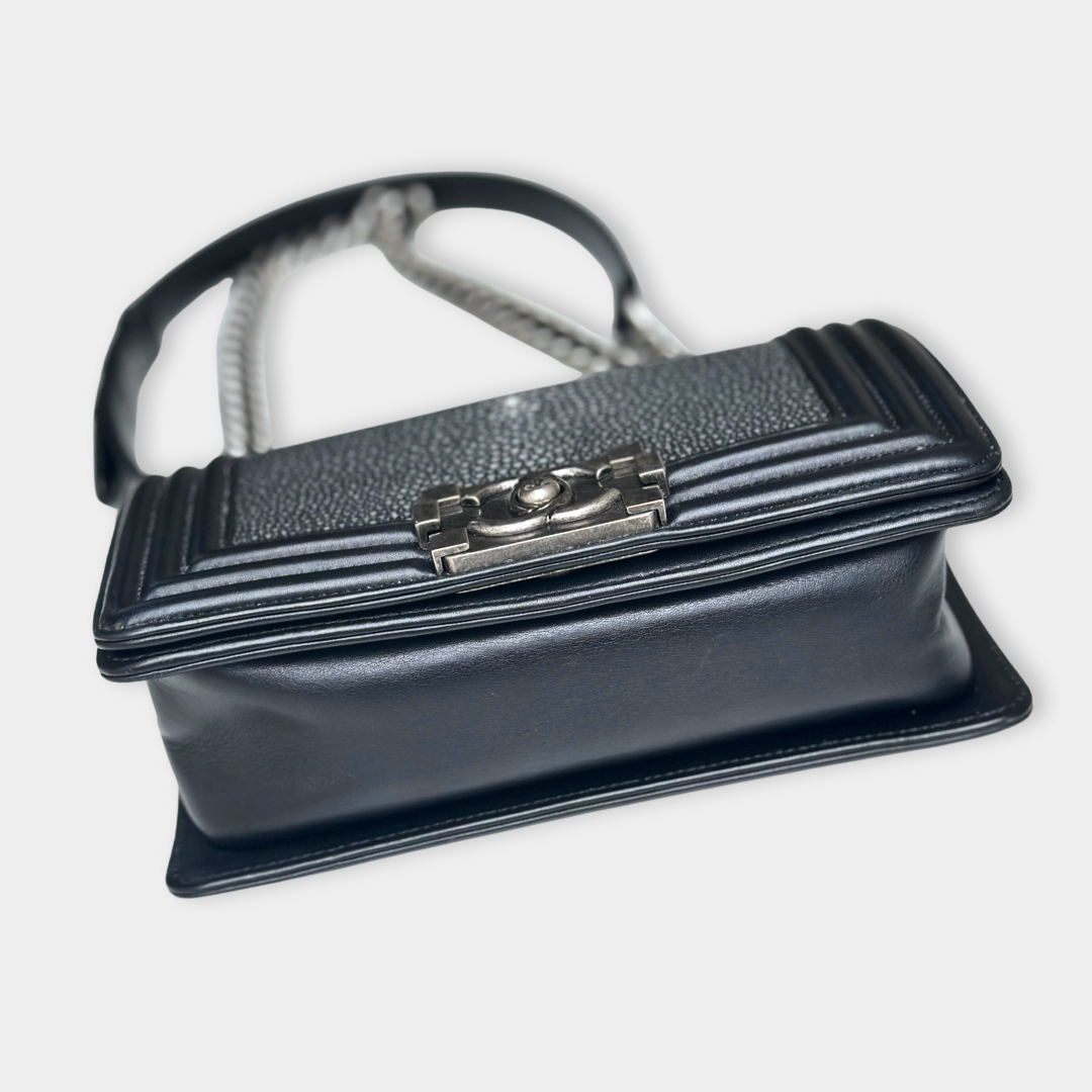 Chanel Stingray Small Black Boy Bag Kelly's Authentic Boutique