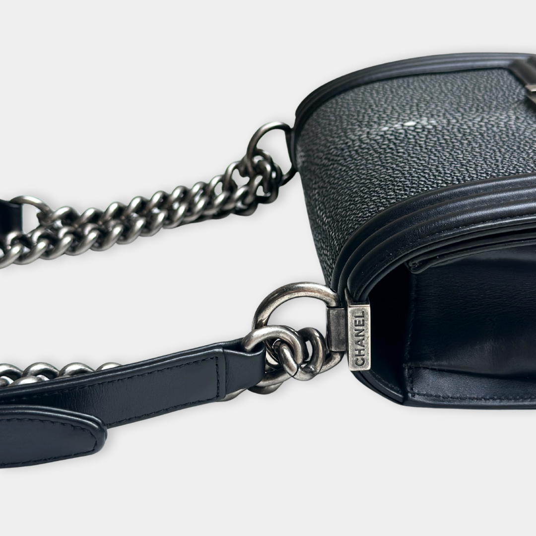 Chanel Stingray Small Black Boy Bag Kelly's Authentic Boutique