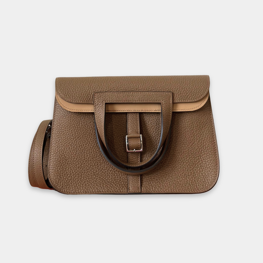 Hermes Halzan 25 Verso Biscuit Taurillon Clemence Handbag Hermes Halzan 25 Verso Biscuit Taurillon Clemence Handbag