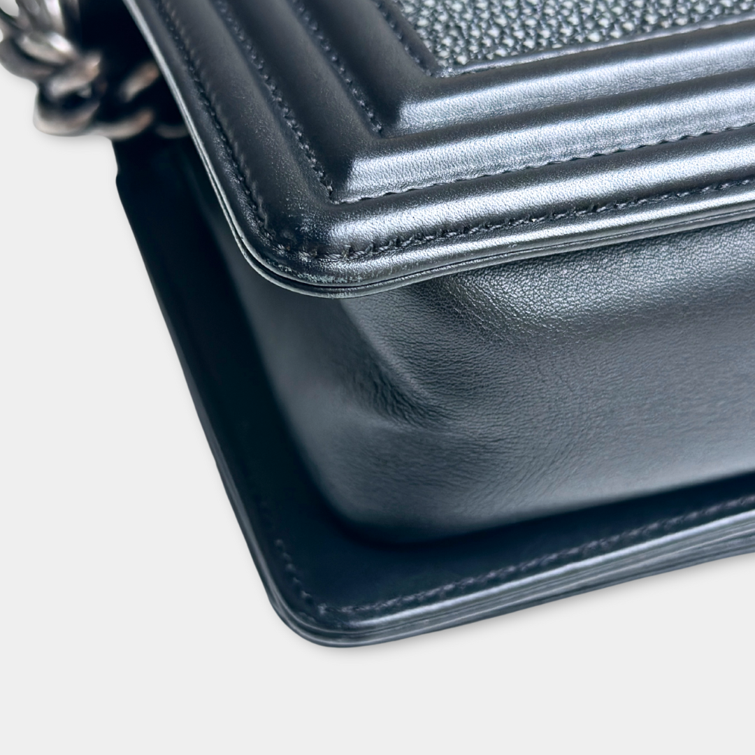 Chanel Stingray Small Black Boy Bag Kelly's Authentic Boutique