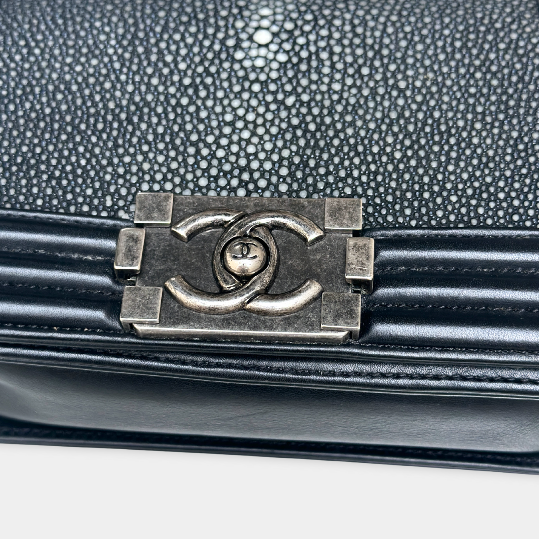 Chanel Stingray Small Black Boy Bag Kelly's Authentic Boutique