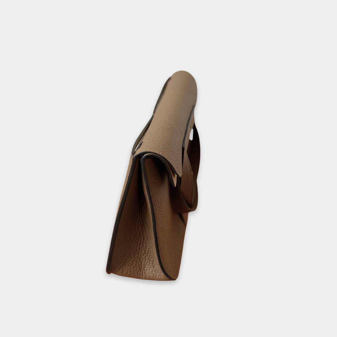 Hermes Halzan 25 Verso Biscuit Taurillon Clemence Handbag