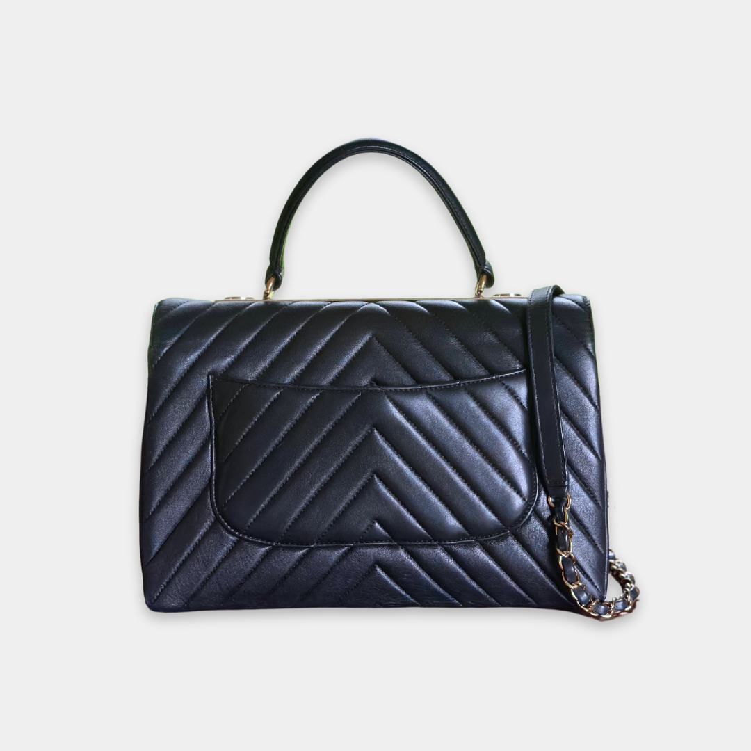 Chanel Large Chevron Lambskin Trendy Handbag Kelly's Authentic Boutique