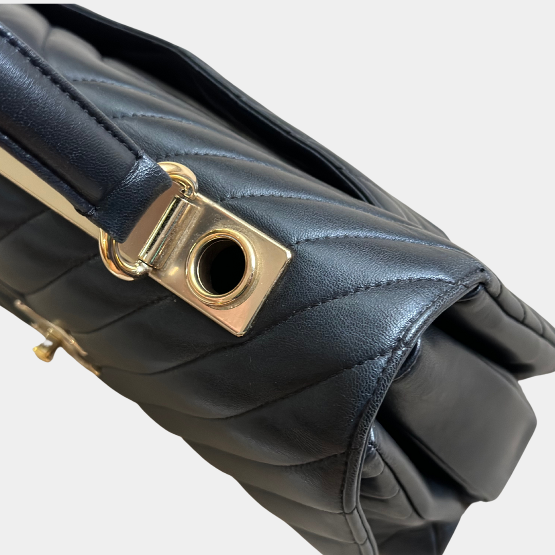 Chanel Large Chevron Lambskin Trendy Handbag Kelly's Authentic Boutique