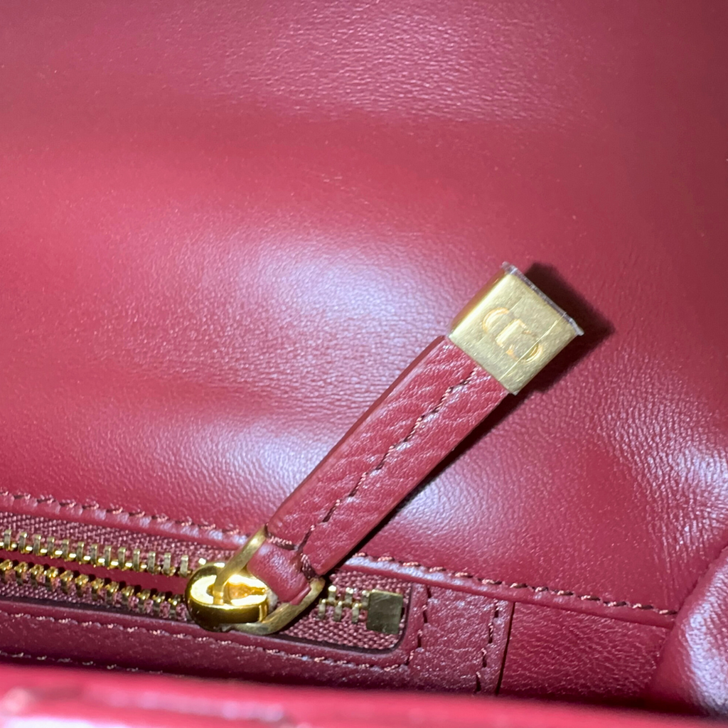 Dior Medium Calfskin Cannage Burgundy Calfskin Caro Shoulder Bag Kelly's Authentic Boutique