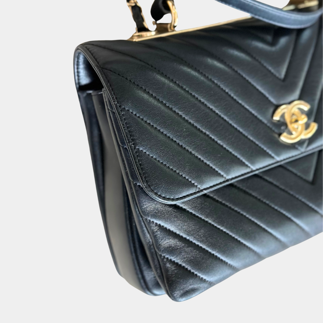 Chanel Large Chevron Lambskin Trendy Handbag Kelly's Authentic Boutique