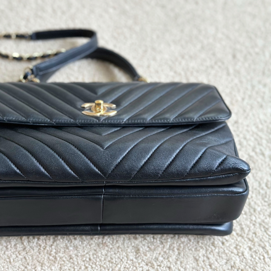 Chanel Large Chevron Lambskin Trendy Handbag Kelly's Authentic Boutique