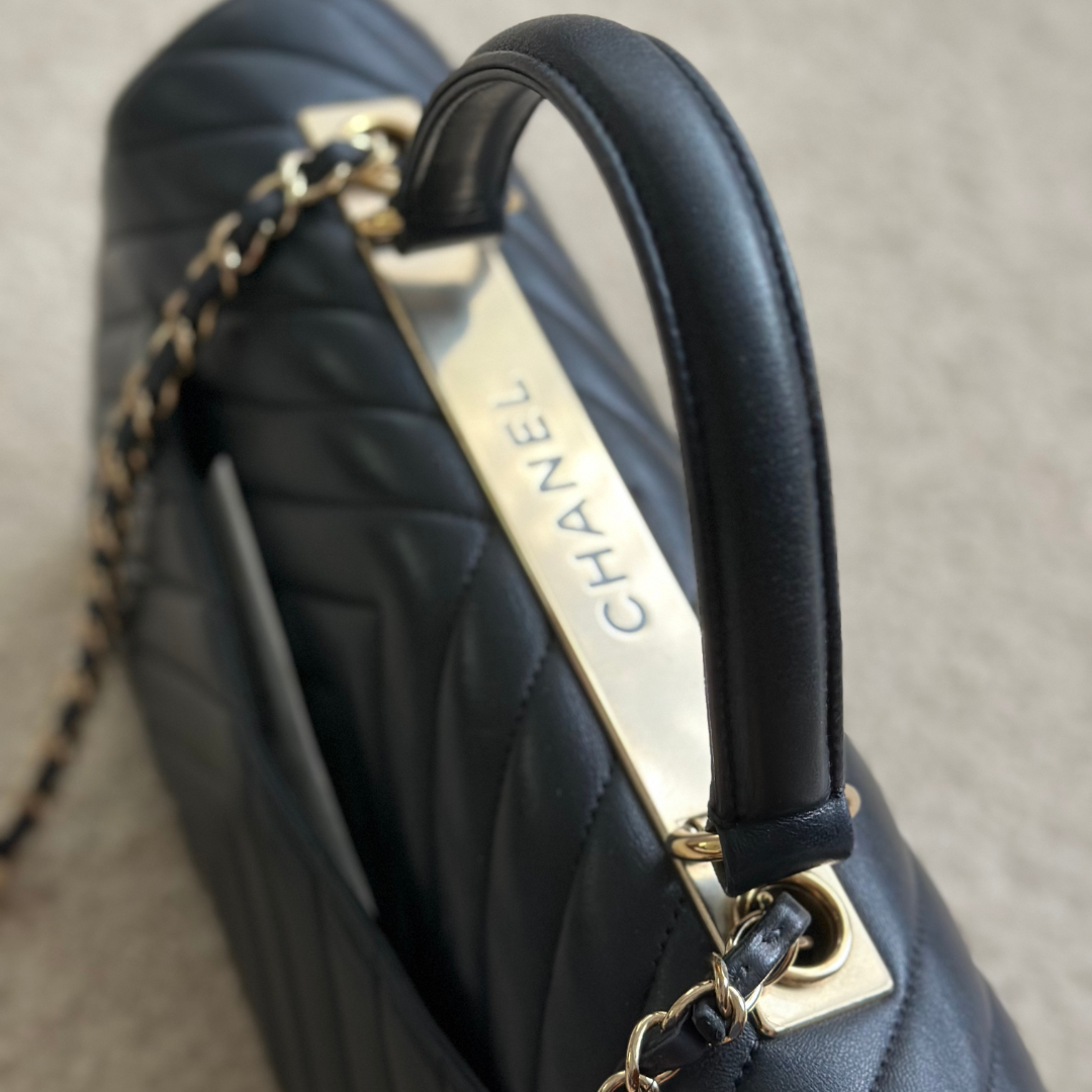 Chanel Large Chevron Lambskin Trendy Handbag Kelly's Authentic Boutique