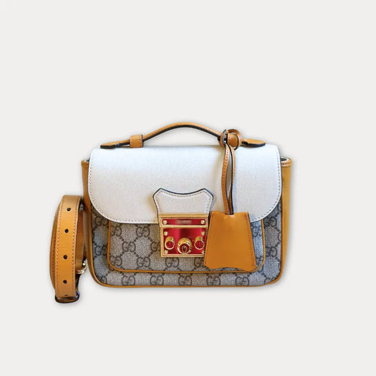 Gucci GG Supreme Canvas and Leather Padlock Shoulder Bag Kelly's Authentic Boutique