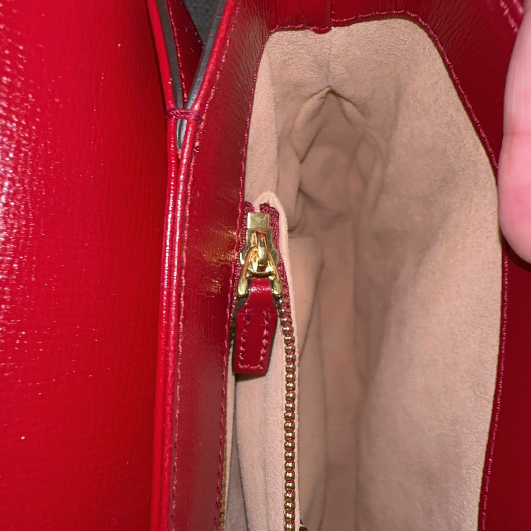 Gucci Small Red GG Canvas 1955 Horsebit Shoulder Bag Kelly's Authentic Boutique