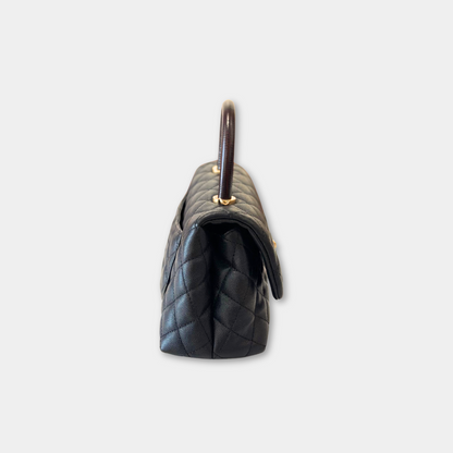 Limited Chanel Black Caviar Small Coco Python Top Handle Bag with AGHW Kelly's Authentic Boutique