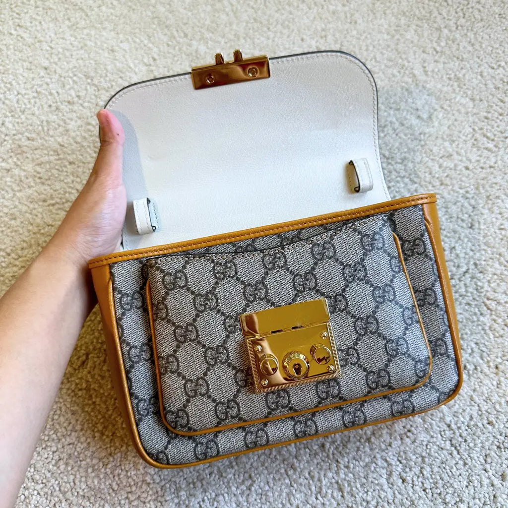 Gucci GG Supreme Canvas and Leather Padlock Shoulder Bag Kelly's Authentic Boutique