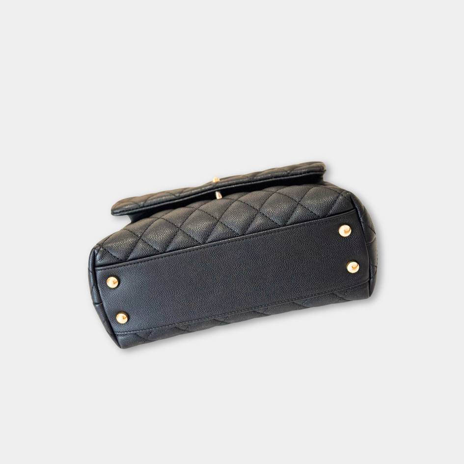 Limited Chanel Black Caviar Small Coco Python Top Handle Bag with AGHW Kelly's Authentic Boutique