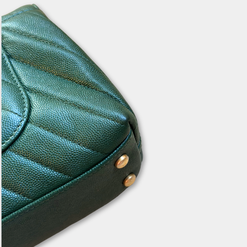 Chanel Green Caviar Chevron Small Coco Top Handle Bag with AGHW Kelly's Authentic Boutique