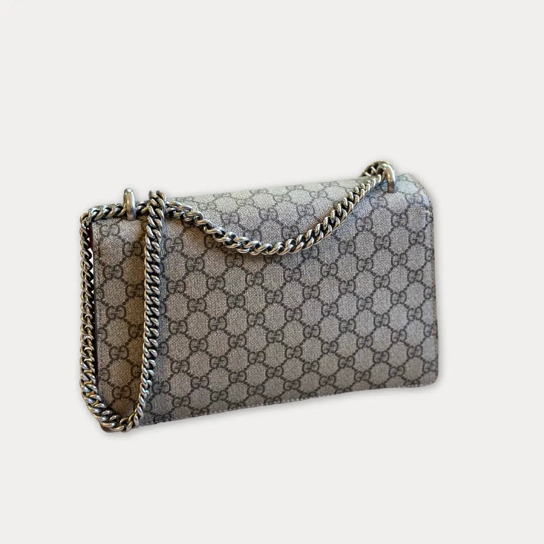Gucci Small Dionysus GG Supreme With Red Suede Kelly's Authentic Boutique