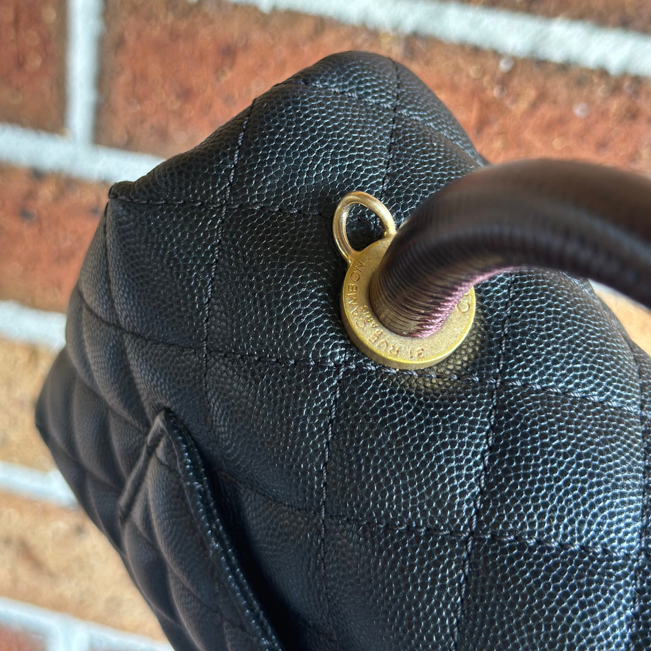 Limited Chanel Black Caviar Small Coco Python Top Handle Bag with AGHW Kelly's Authentic Boutique