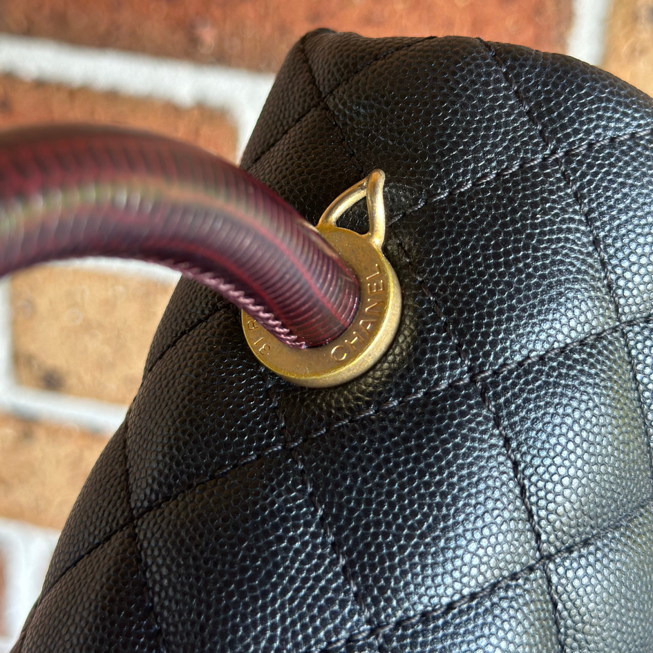 Limited Chanel Black Caviar Small Coco Python Top Handle Bag with AGHW Kelly's Authentic Boutique