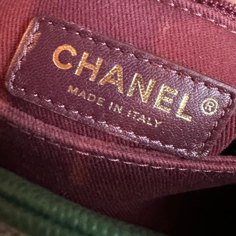 Chanel Green Caviar Chevron Small Coco Top Handle Bag with AGHW Kelly's Authentic Boutique