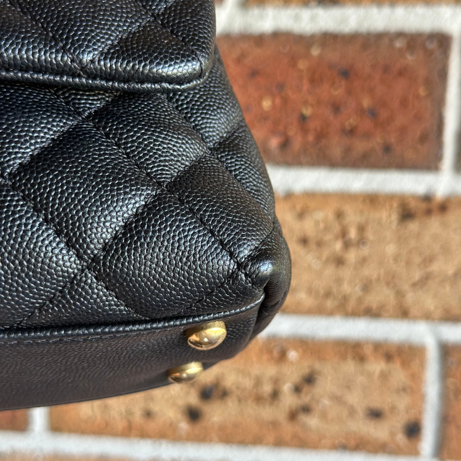 Limited Chanel Black Caviar Small Coco Python Top Handle Bag with AGHW Kelly's Authentic Boutique