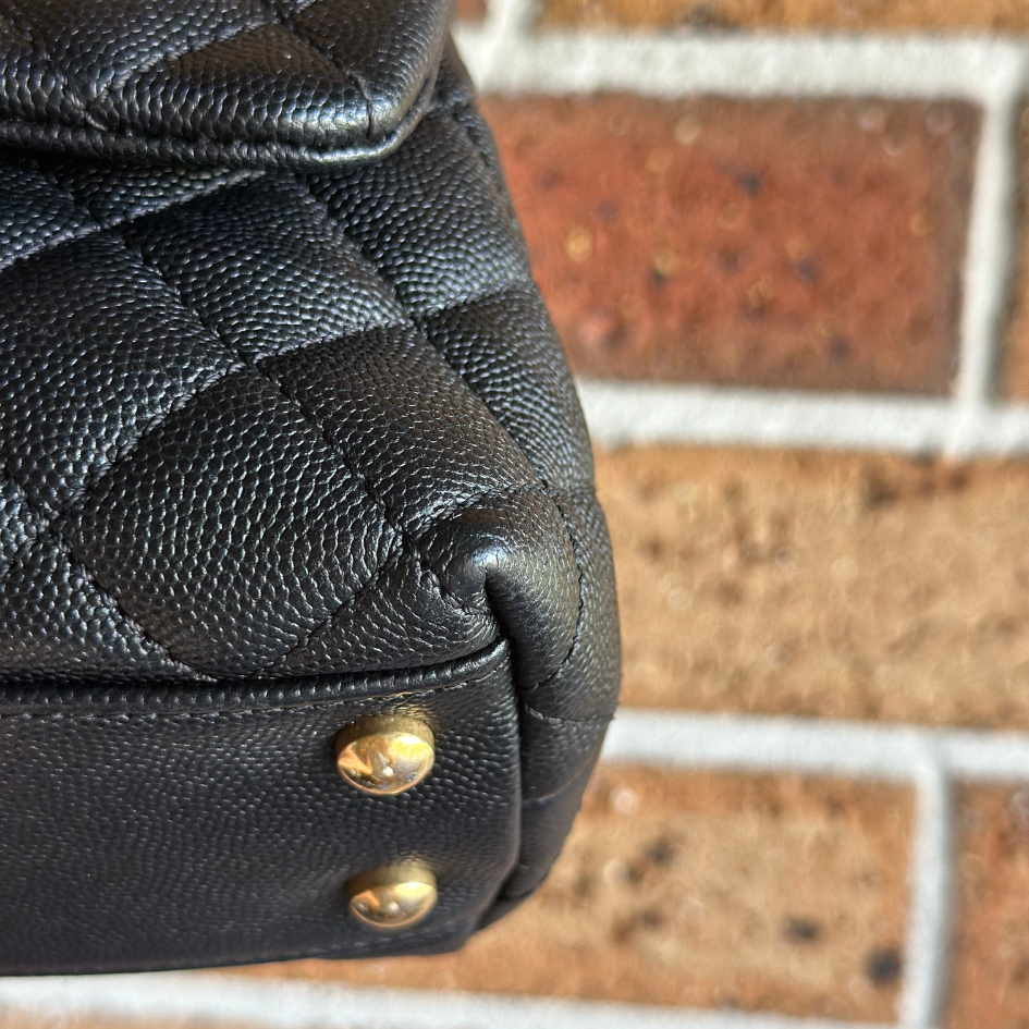 Limited Chanel Black Caviar Small Coco Python Top Handle Bag with AGHW Kelly's Authentic Boutique