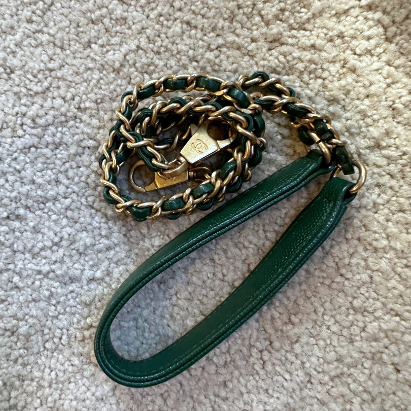 Chanel Green Caviar Chevron Small Coco Top Handle Bag with AGHW Kelly's Authentic Boutique