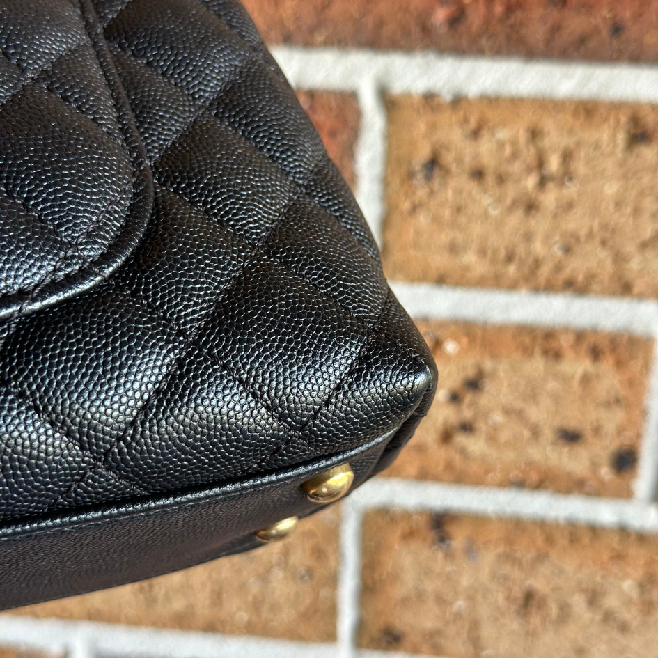 Limited Chanel Black Caviar Small Coco Python Top Handle Bag with AGHW Kelly's Authentic Boutique