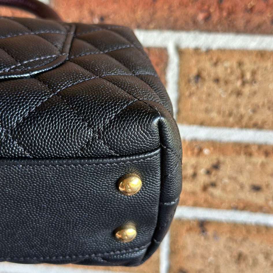 Limited Chanel Black Caviar Small Coco Python Top Handle Bag with AGHW Kelly's Authentic Boutique