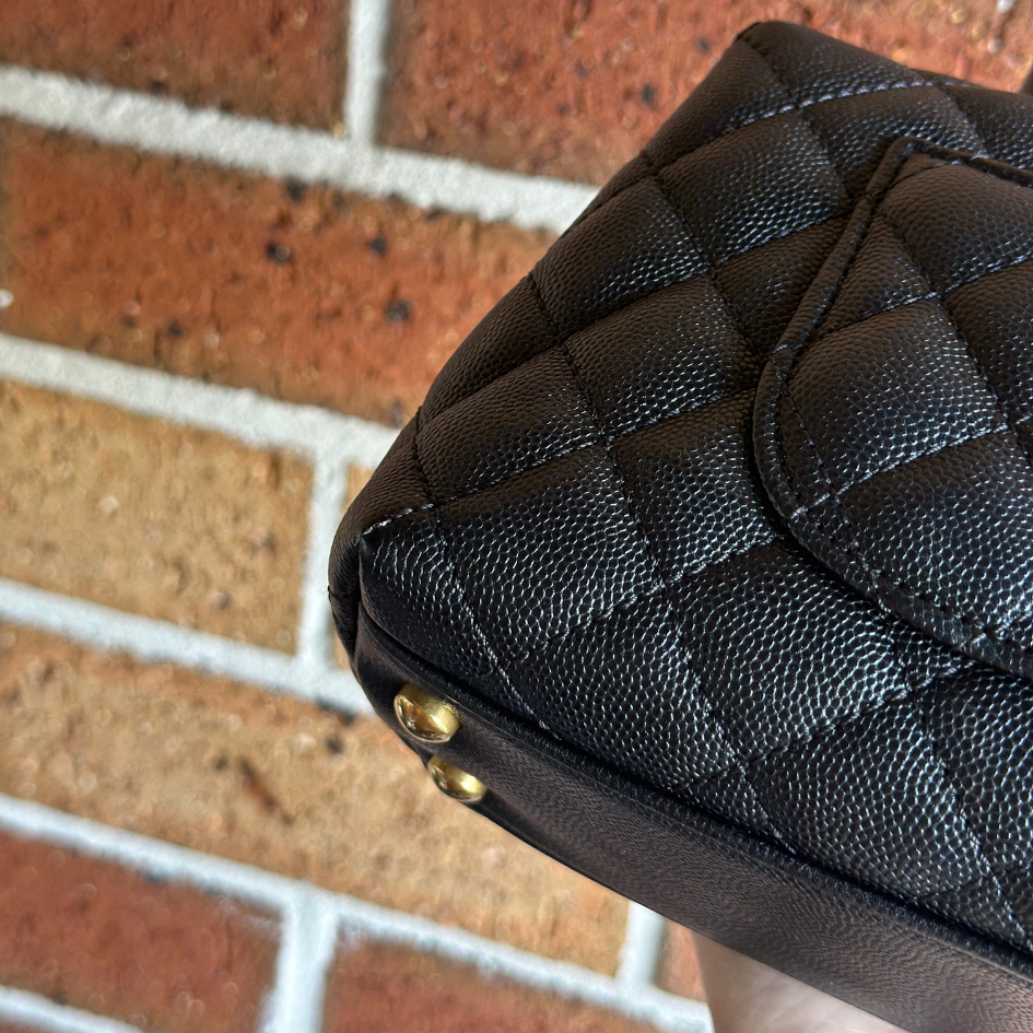 Limited Chanel Black Caviar Small Coco Python Top Handle Bag with AGHW Kelly's Authentic Boutique