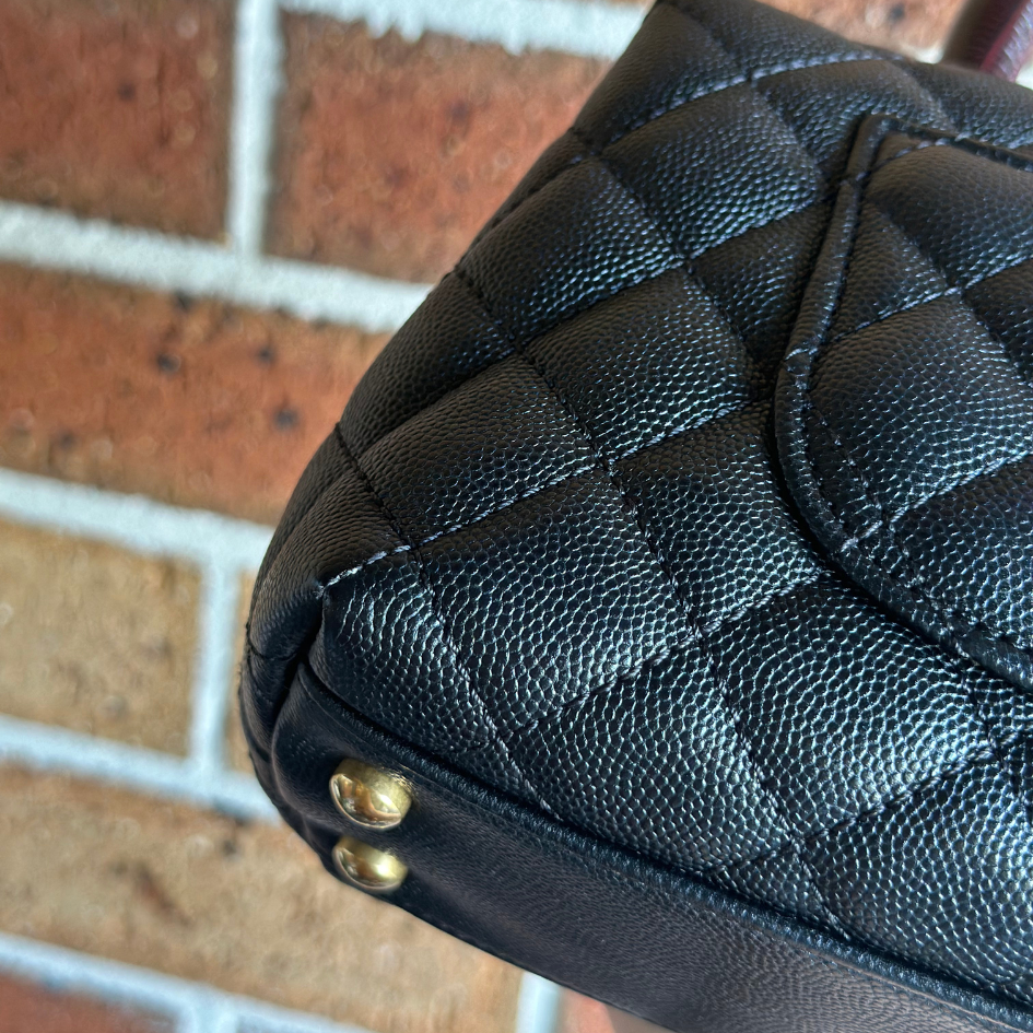 Limited Chanel Black Caviar Small Coco Python Top Handle Bag with AGHW Kelly's Authentic Boutique
