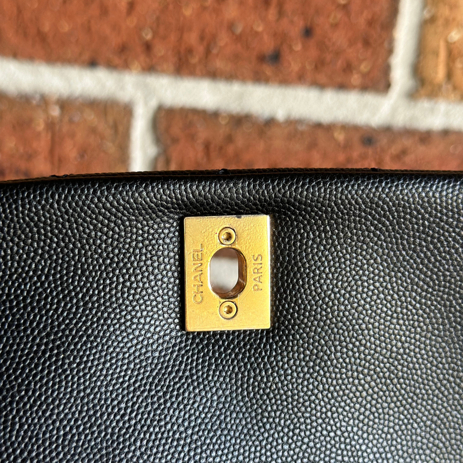 Limited Chanel Black Caviar Small Coco Python Top Handle Bag with AGHW Kelly's Authentic Boutique