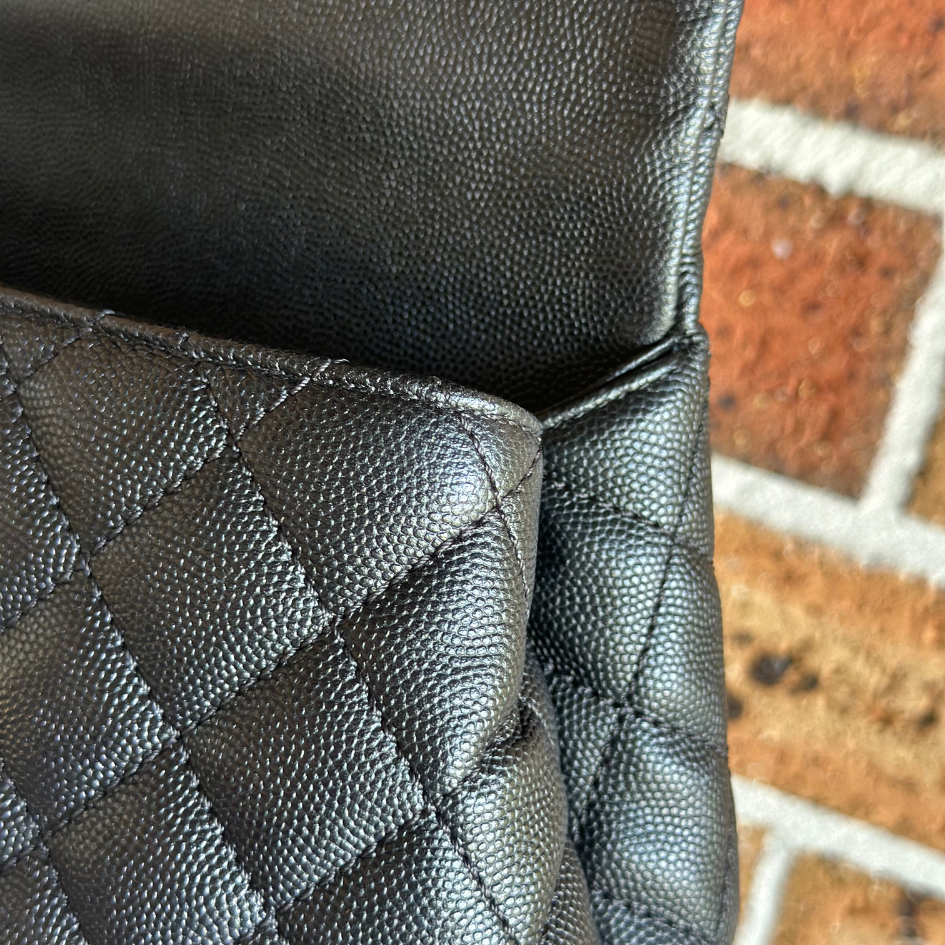 Limited Chanel Black Caviar Small Coco Python Top Handle Bag with AGHW Kelly's Authentic Boutique