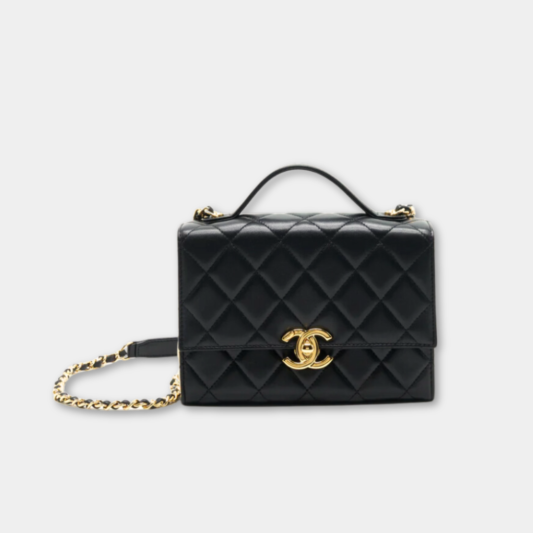 Microchipped Chanel Black 21K Gold Mini Flap Bag Kelly's Authentic Boutique