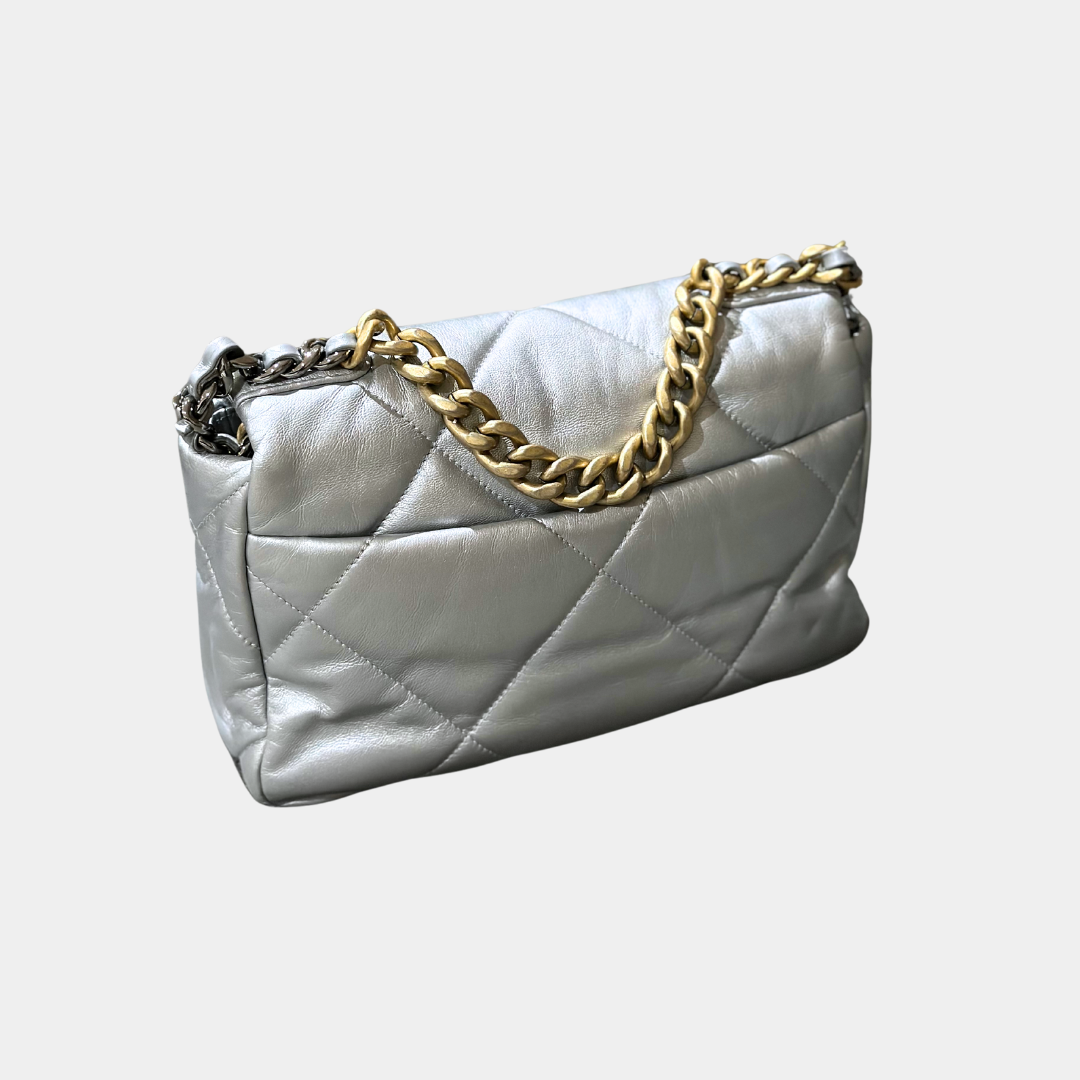 Chanel 19 Small Silver Handbag Kelly's Authentic Boutique