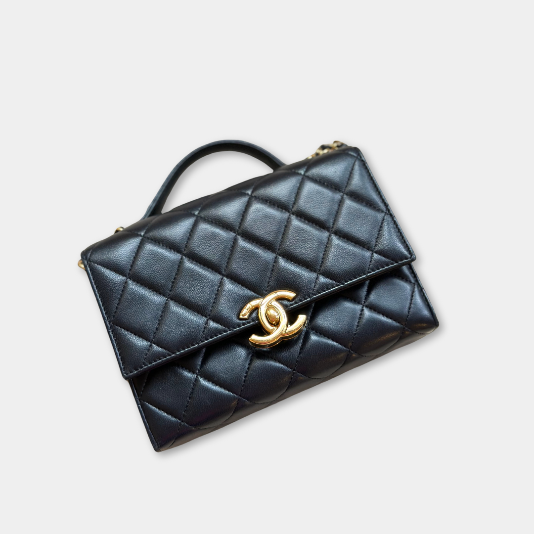 Microchipped Chanel Black 21K Gold Mini Flap Bag Kelly's Authentic Boutique